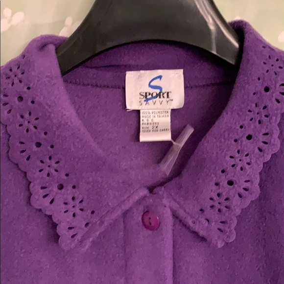 Sport Savvy purple fleece jacket 2X - Picture 3 of 7